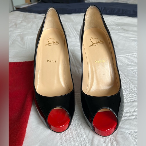 Christian Louboutin Very Privé. 120 mm Open toe pumps - Patent calf - Black - Picture 4 of 5